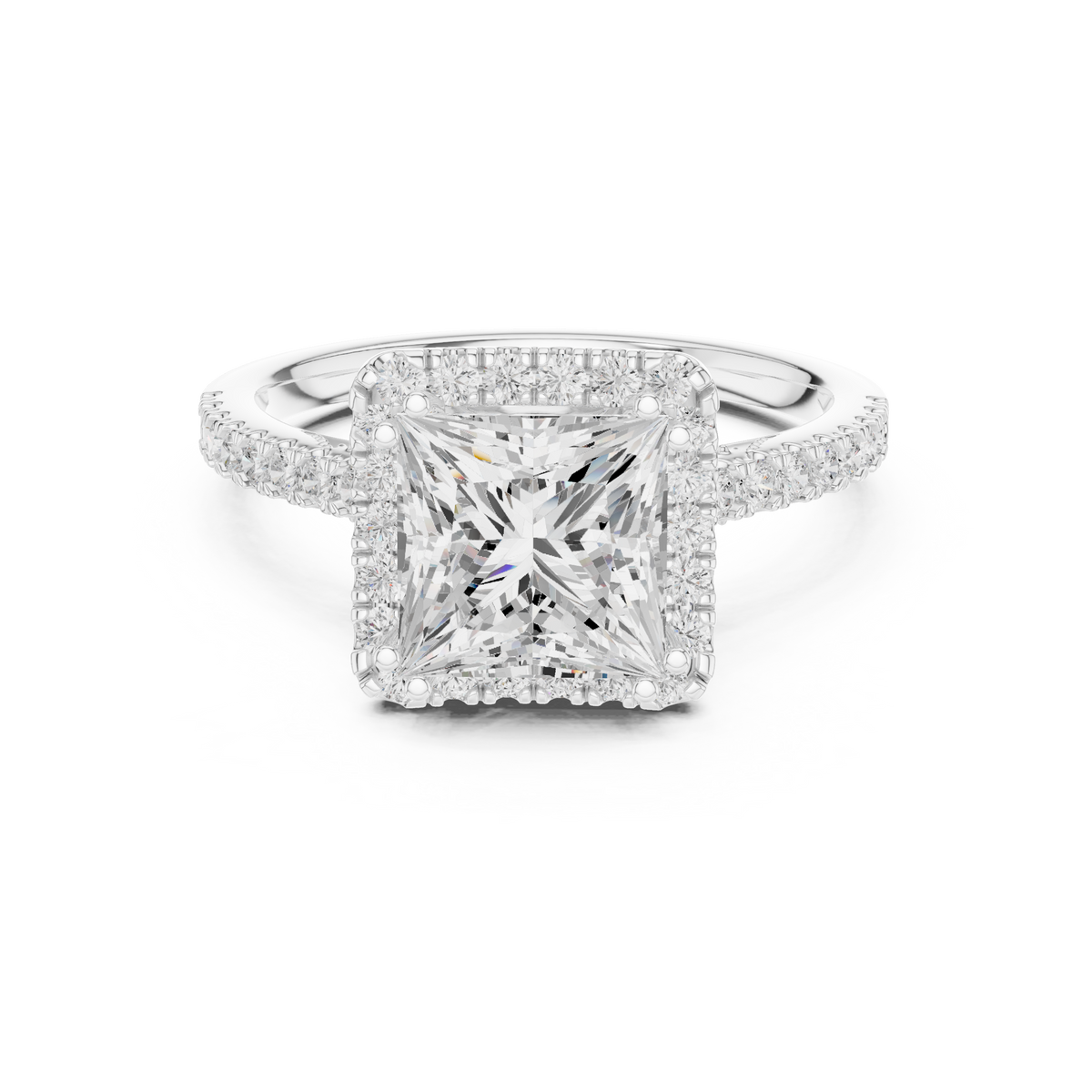 Princess Cut Diamond Halo Pavé Engagement Ring — Jewelix Atelier