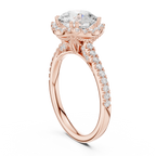 2.48 CT Round Cut Diamond Halo Pavé Engagement Ring