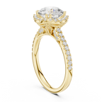 2.48 CT Round Cut Diamond Halo Pavé Engagement Ring