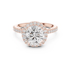 Vintage Round Diamond Halo Engagement Ring with Pavé Band