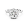Vintage Round Diamond Halo Engagement Ring with Pavé Band