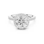Vintage Round Diamond Halo Engagement Ring with Pavé Band