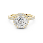 Vintage Round Diamond Halo Engagement Ring with Pavé Band