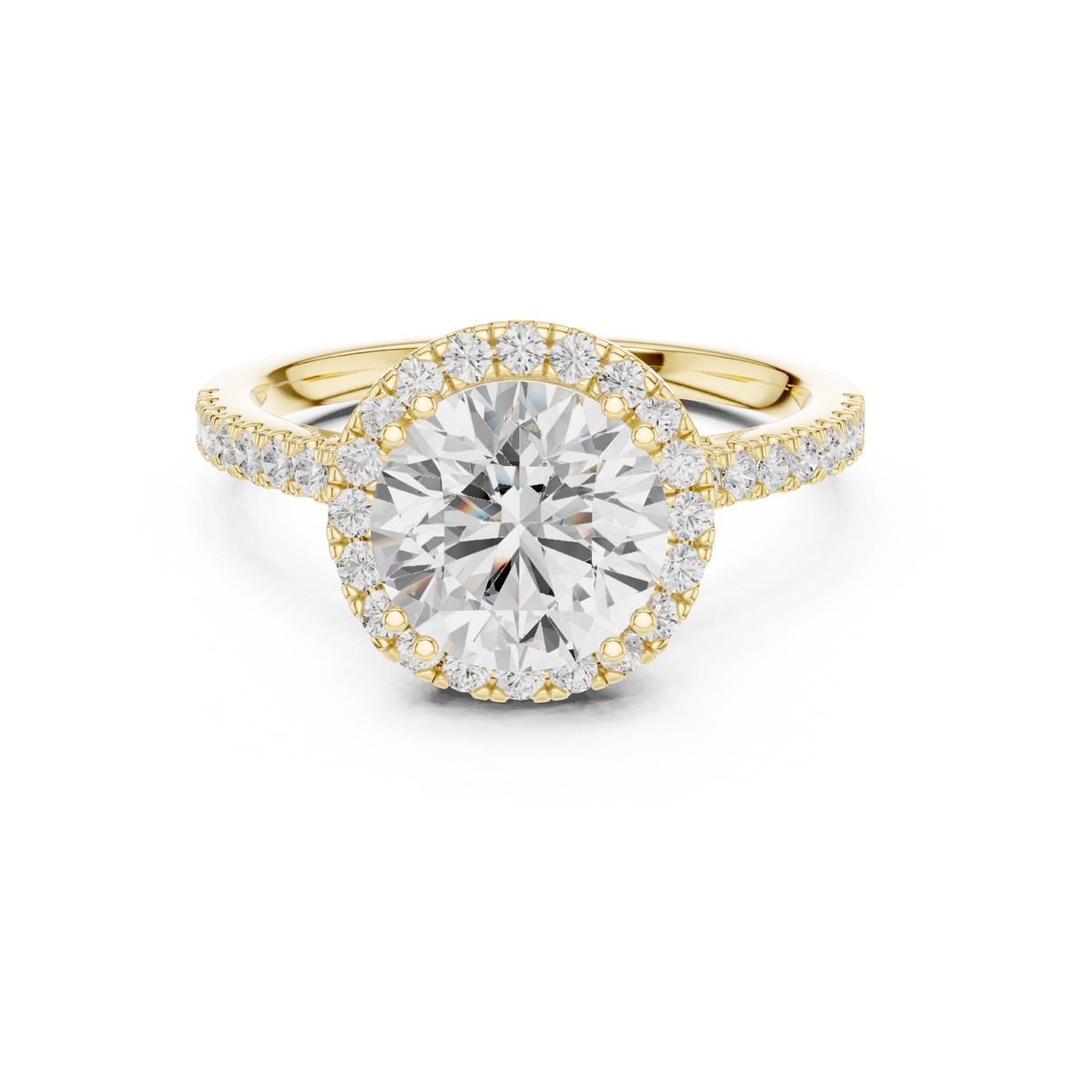 Vintage Round Diamond Halo Engagement Ring with Pavé Band – view 9 of 12, lab grown diamond band | Jewelix Atelier