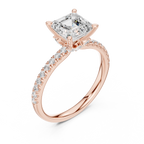 Asscher Cut Marquise Accent Diamond Engagement Ring