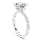 Asscher Cut Marquise Accent Diamond Engagement Ring