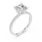 Asscher Cut Marquise Accent Diamond Engagement Ring