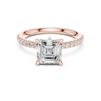 Asscher Cut Marquise Accent Diamond Engagement Ring