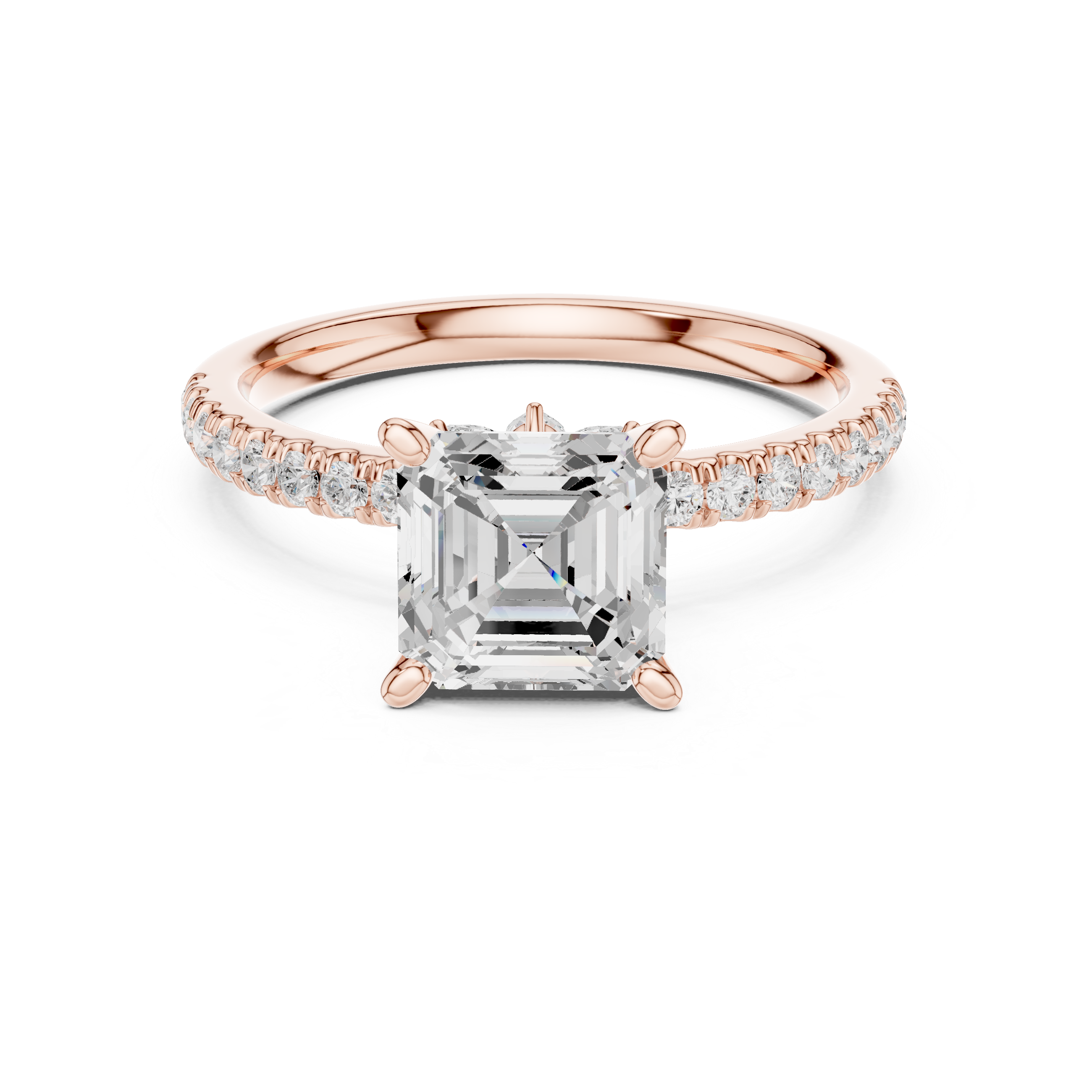 Asscher Cut Marquise Accent Diamond Engagement Ring