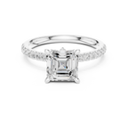 Asscher Cut Marquise Accent Diamond Engagement Ring