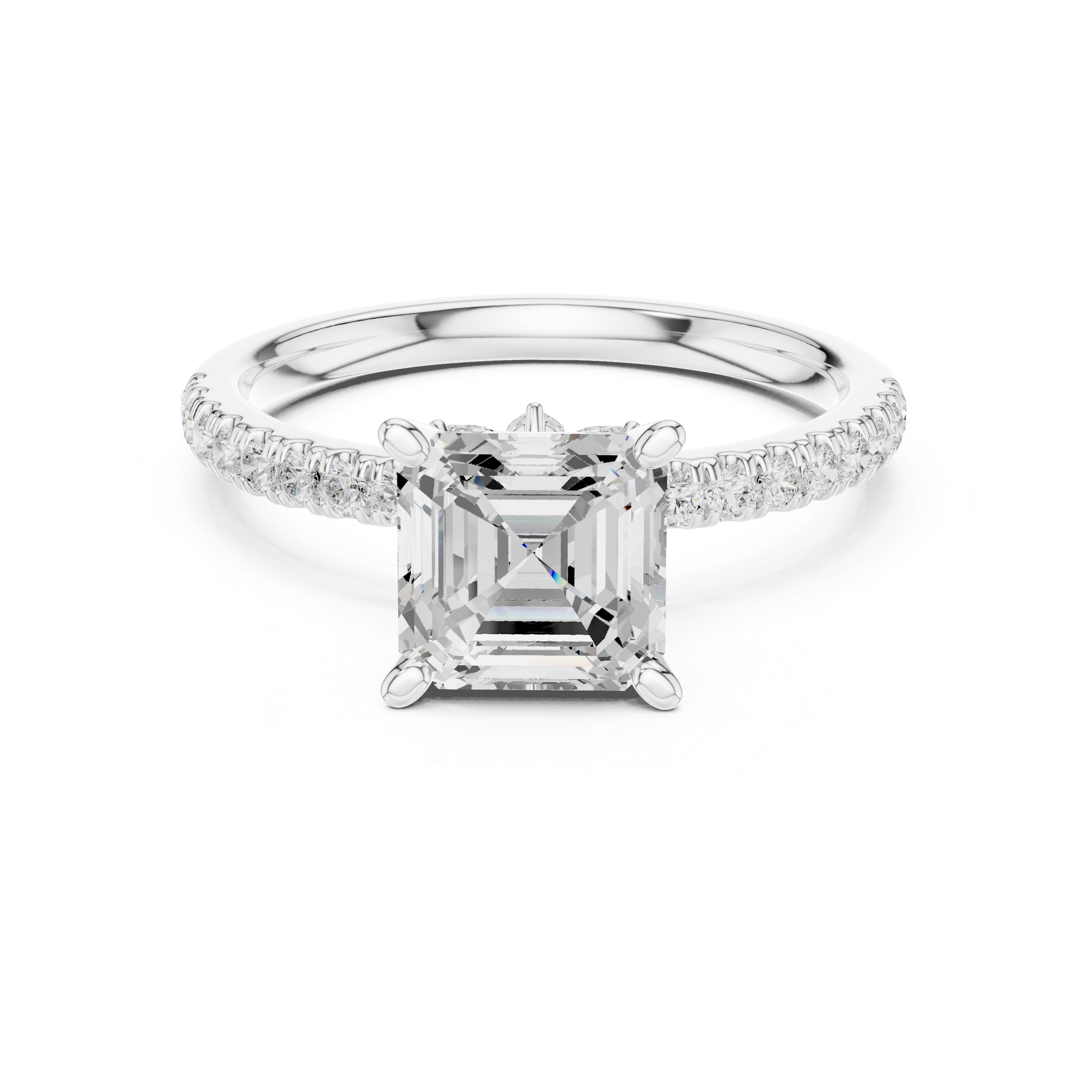 Asscher Cut Marquise Accent Diamond Engagement Ring