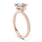 Cushion Cut Marquise Accent Diamond Engagement Ring