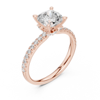 Cushion Cut Marquise Accent Diamond Engagement Ring