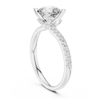 Cushion Cut Marquise Accent Diamond Engagement Ring