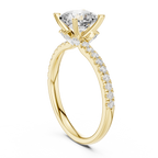 Cushion Cut Marquise Accent Diamond Engagement Ring