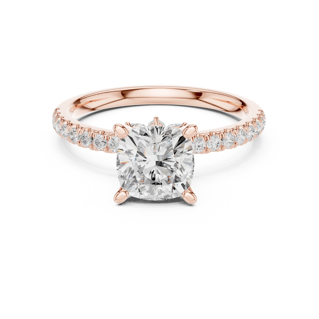 Cushion Cut Marquise Accent Diamond Engagement Ring