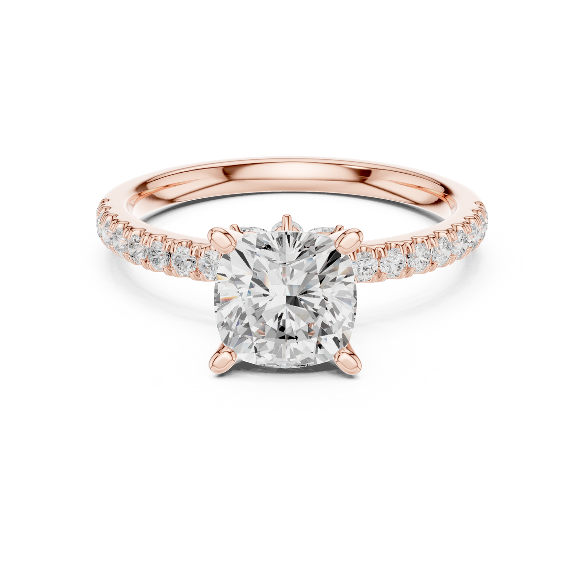 Cushion Cut Marquise Accent Diamond Engagement Ring – view 5 of 12, lab grown diamond ring | Jewelix Atelier