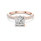 Cushion Cut Marquise Accent Diamond Engagement Ring