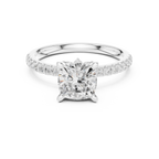 Cushion Cut Marquise Accent Diamond Engagement Ring