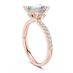 Emerald Cut Marquise Accent Diamond Engagement Ring