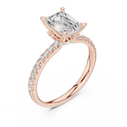 Emerald Cut Marquise Accent Diamond Engagement Ring