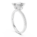 Emerald Cut Marquise Accent Diamond Engagement Ring