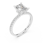 Emerald Cut Marquise Accent Diamond Engagement Ring
