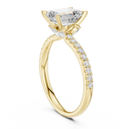 Emerald Cut Marquise Accent Diamond Engagement Ring