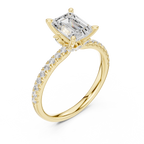 Emerald Cut Marquise Accent Diamond Engagement Ring