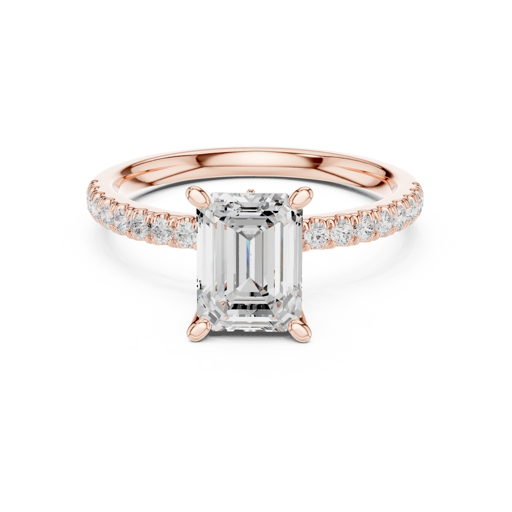 Emerald Cut Marquise Accent Diamond Engagement Ring