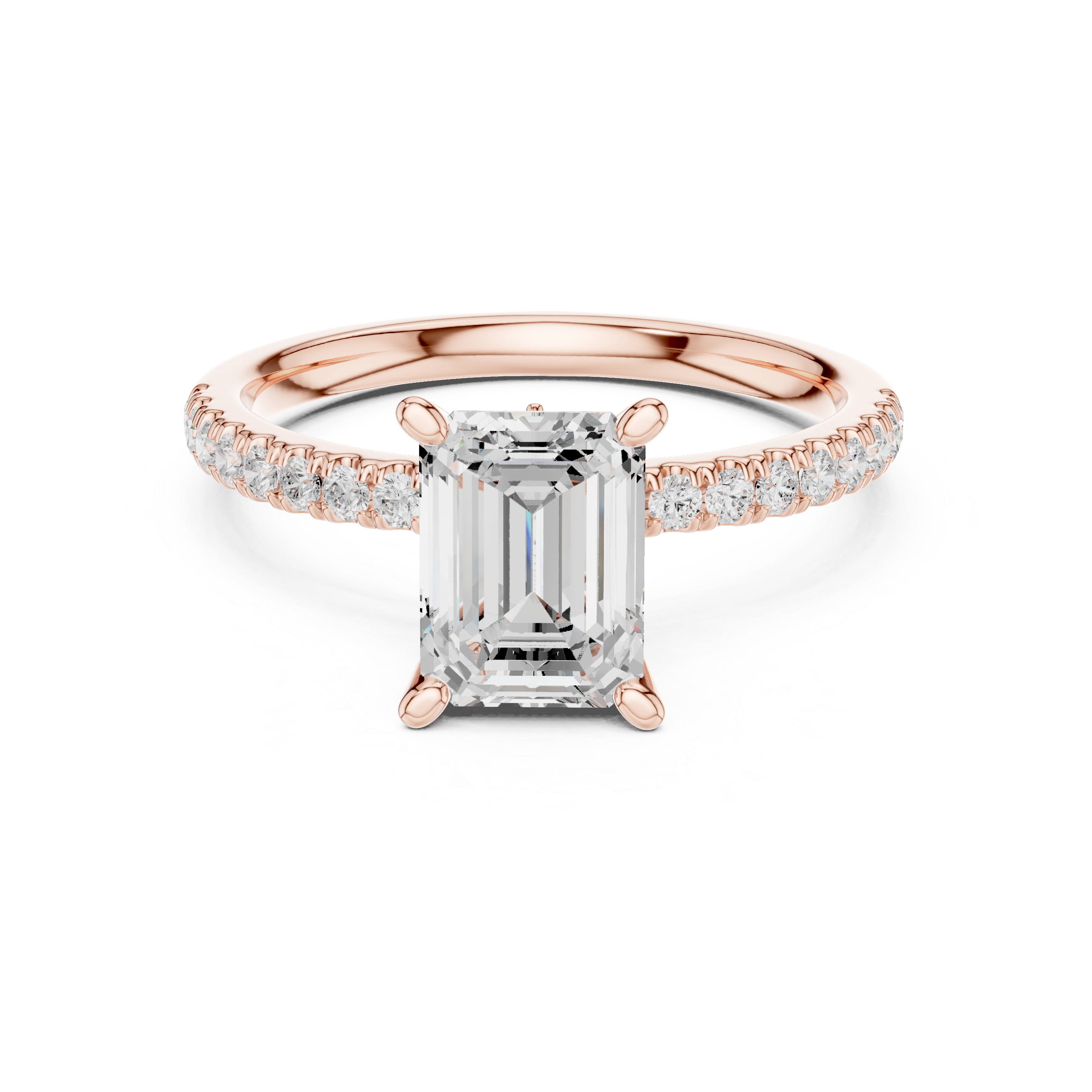 Emerald Cut Marquise Accent Diamond Engagement Ring