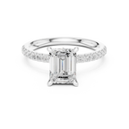 Emerald Cut Marquise Accent Diamond Engagement Ring