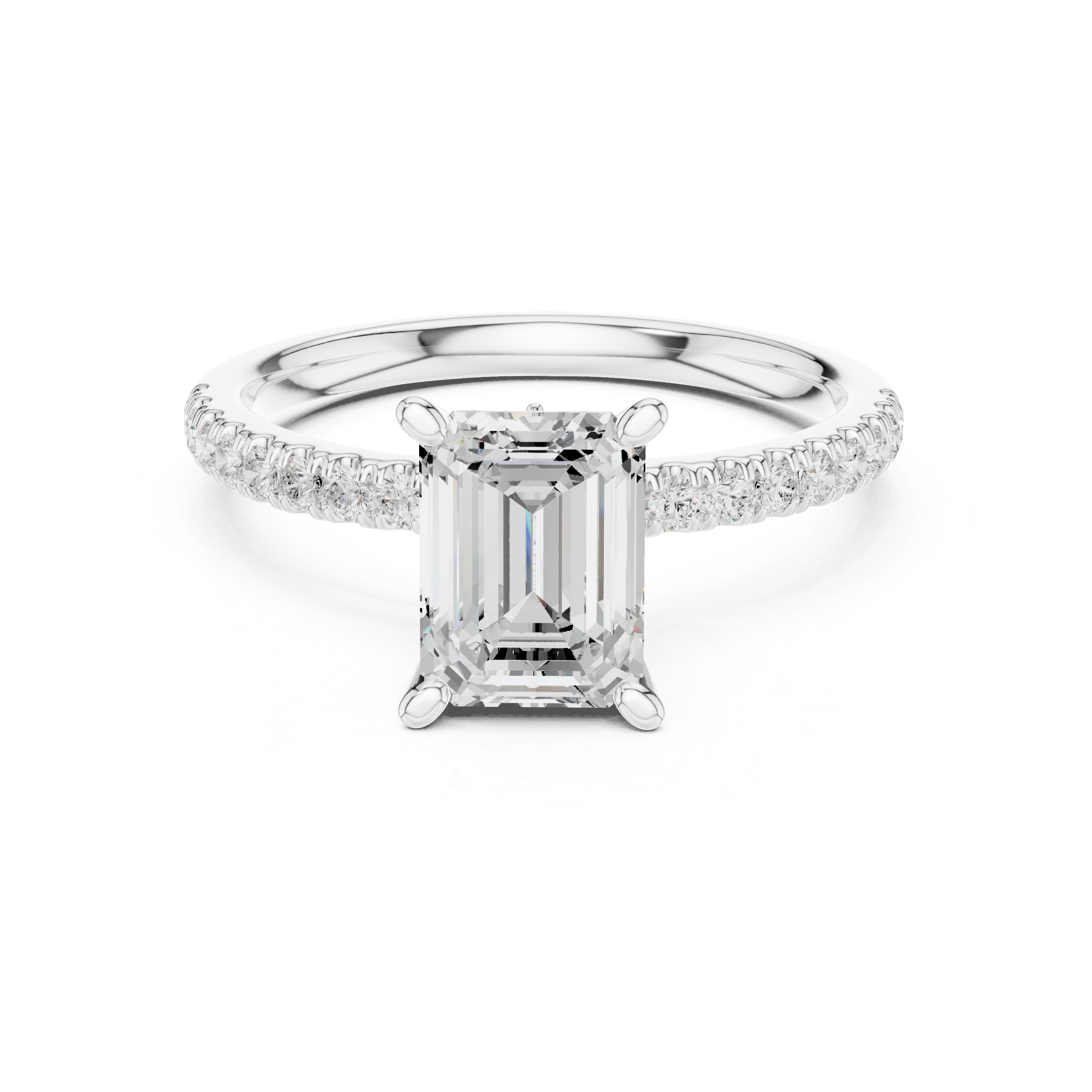 Emerald Cut Marquise Accent Diamond Engagement Ring