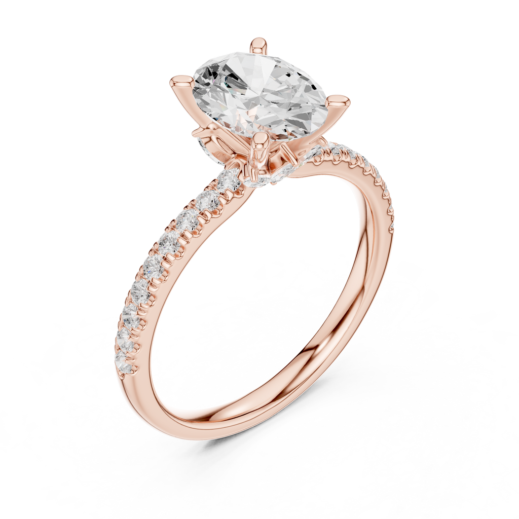 Oval Cut Marquise Accent Diamond Engagement Ring