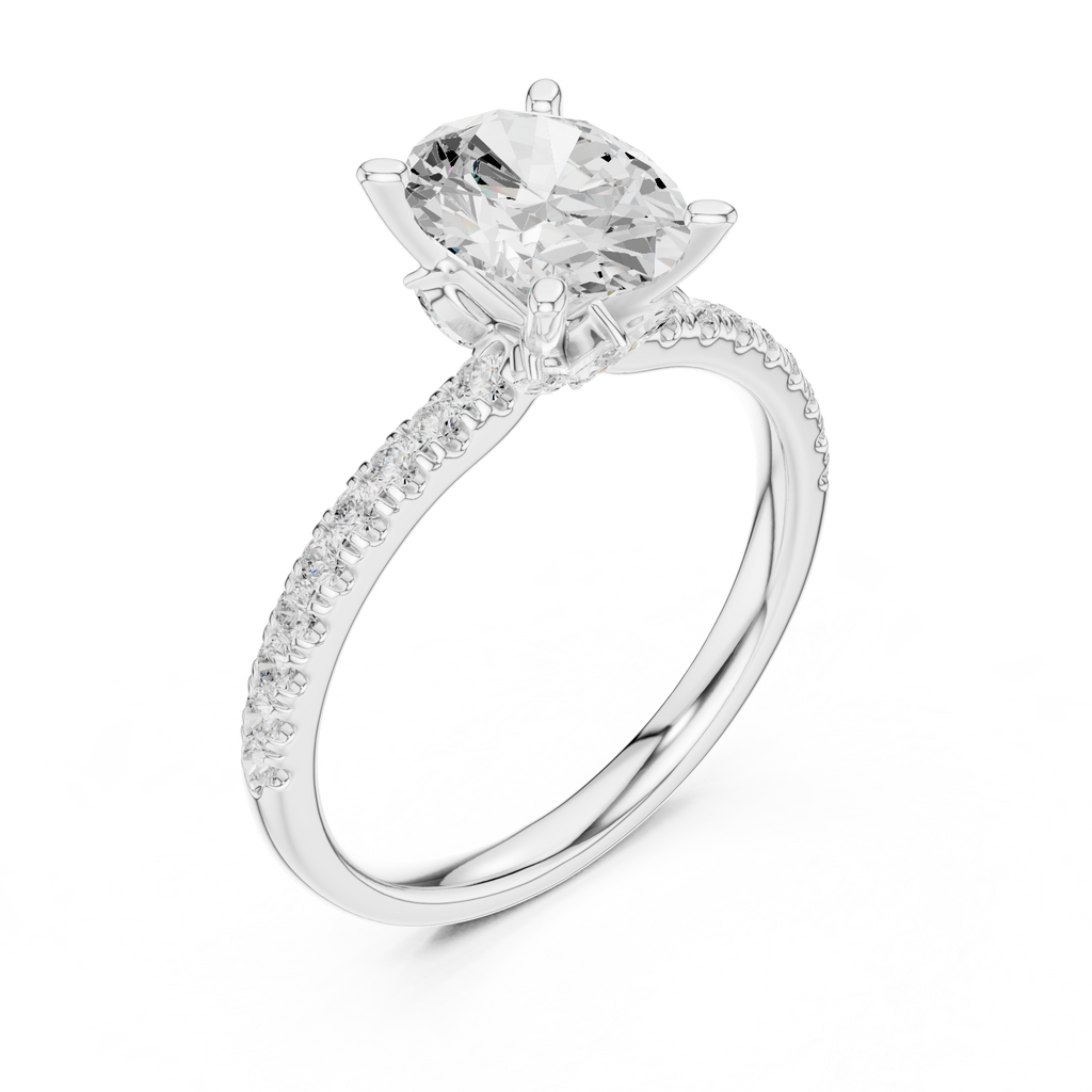 Oval Cut Marquise Accent Diamond Engagement Ring