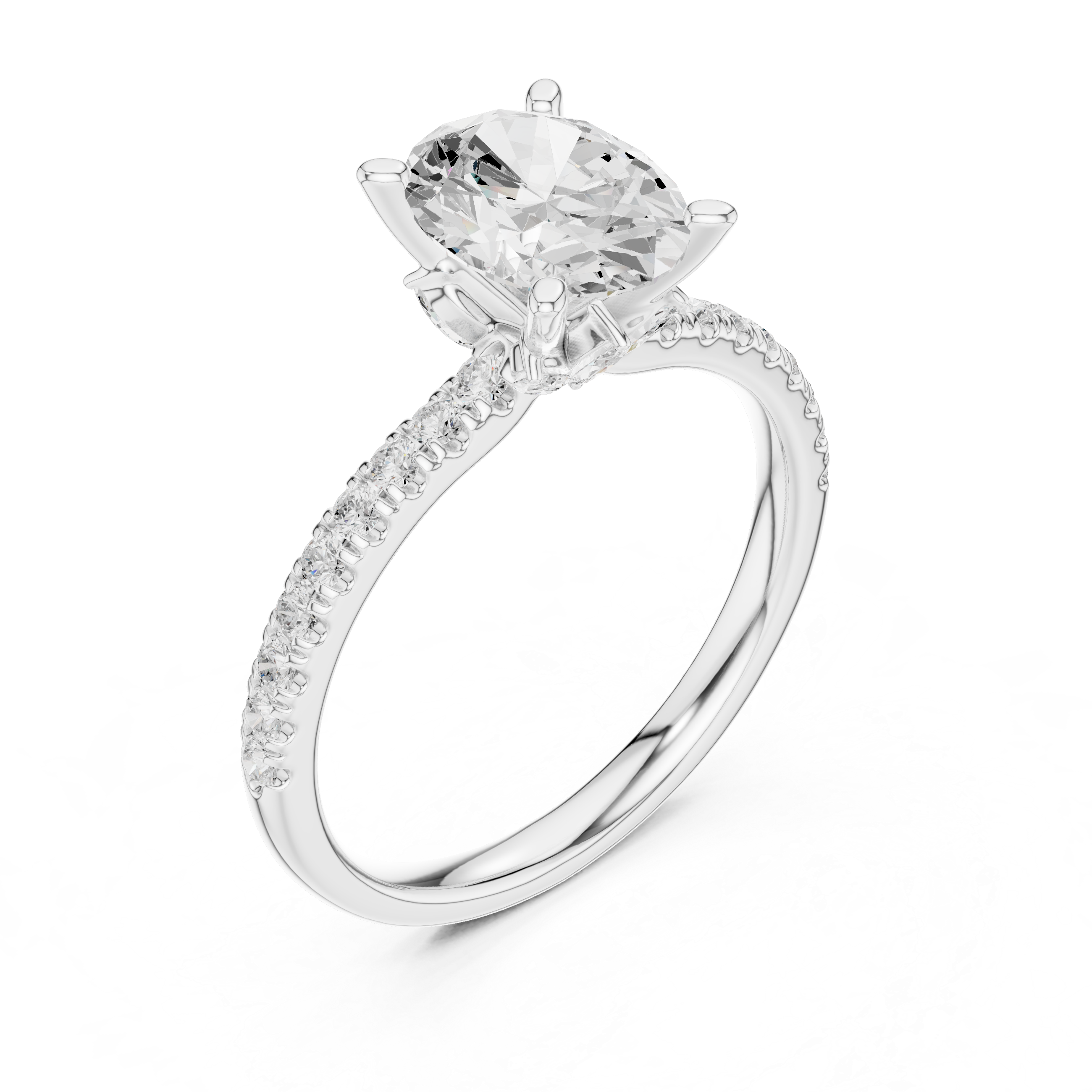 Oval Cut Marquise Accent Diamond Engagement Ring