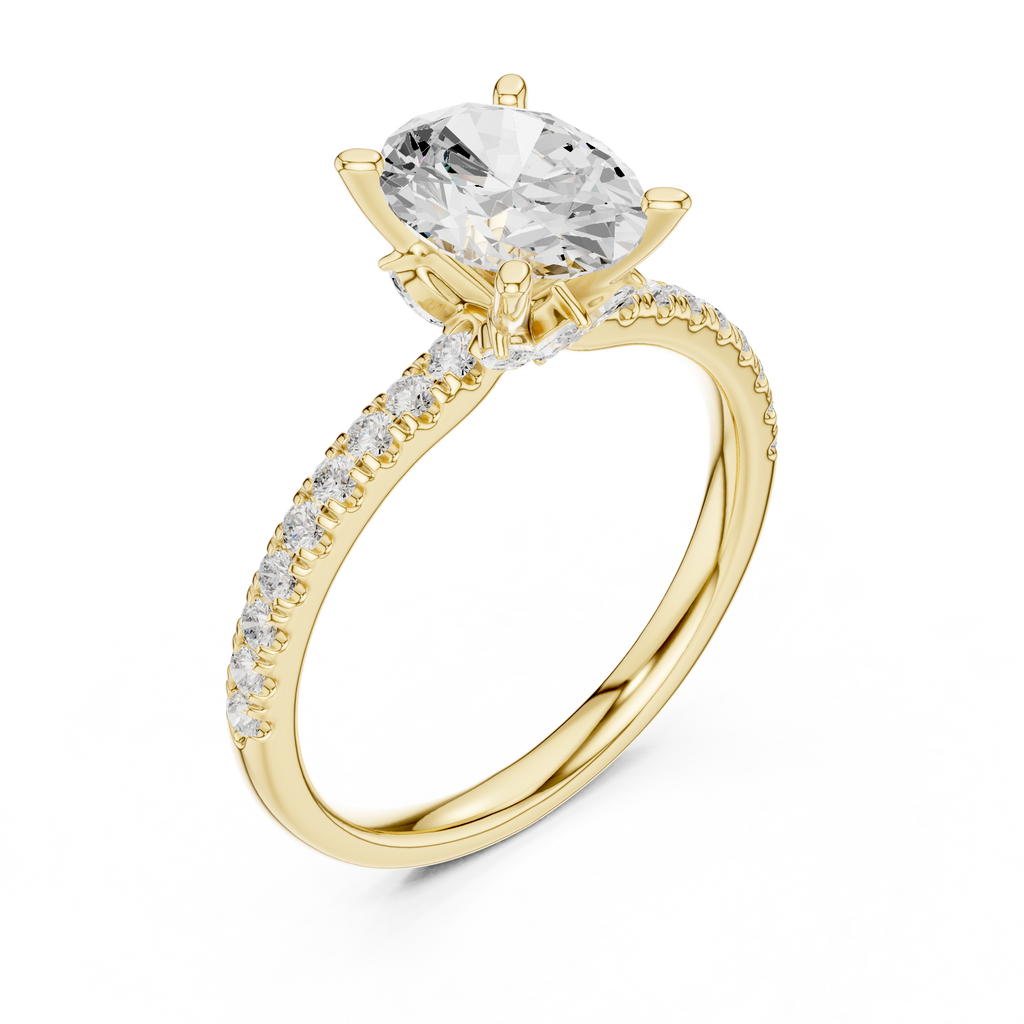 Oval Cut Marquise Accent Diamond Engagement Ring