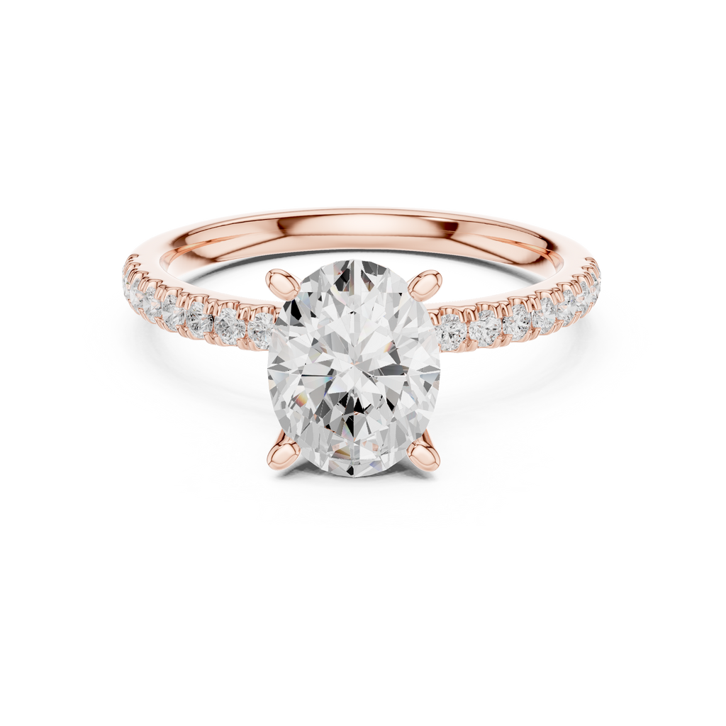 Oval Cut Marquise Accent Diamond Engagement Ring