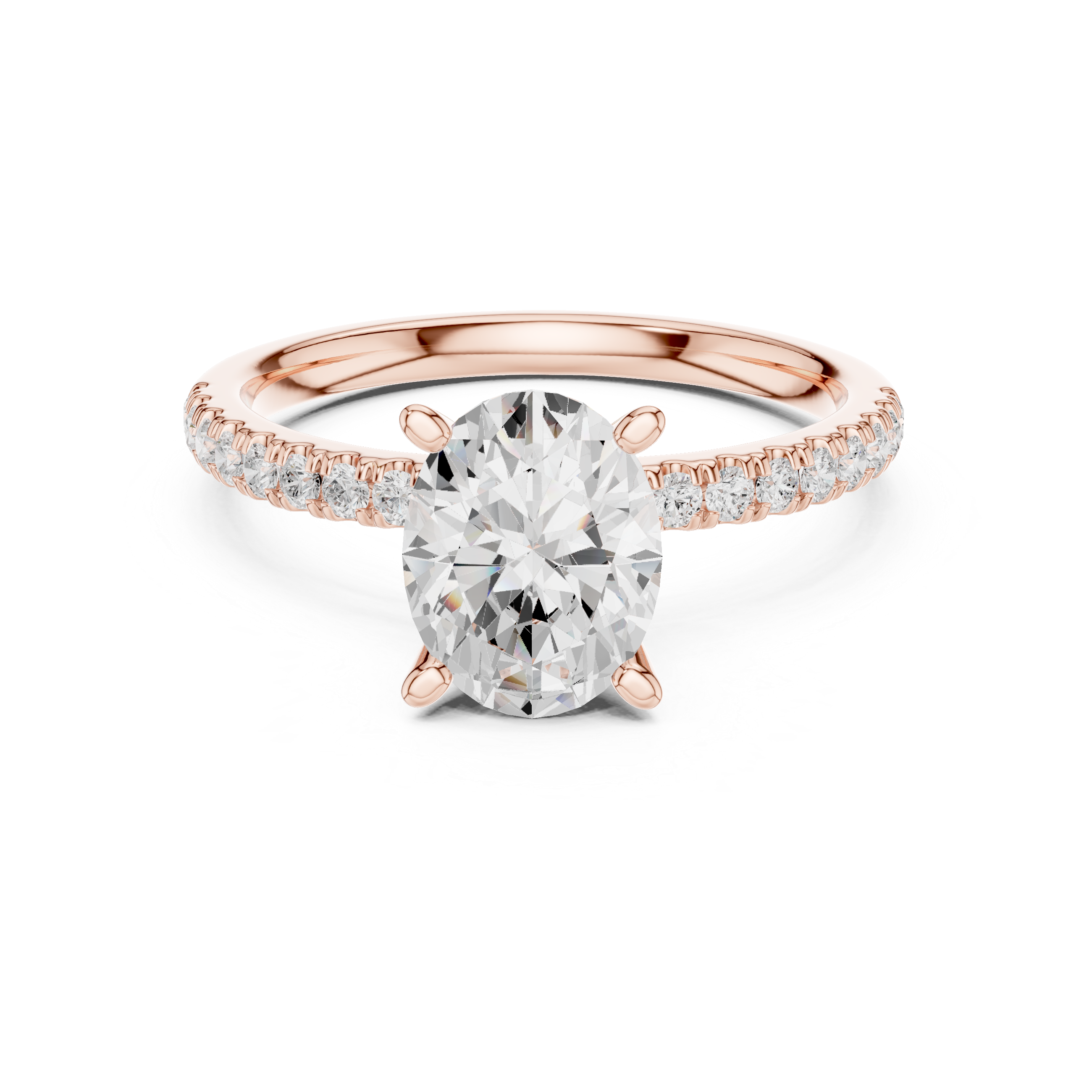 Oval Cut Marquise Accent Diamond Engagement Ring