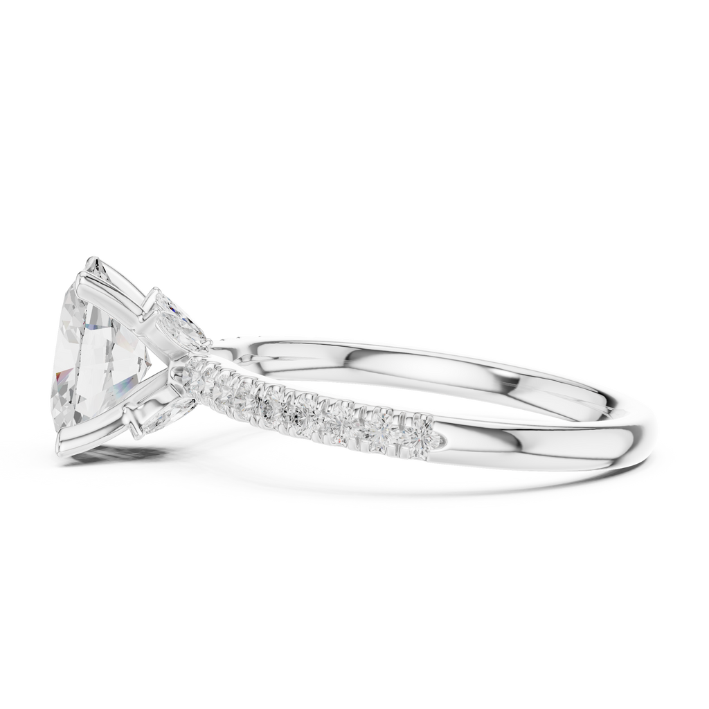 Oval Cut Marquise Accent Diamond Engagement Ring