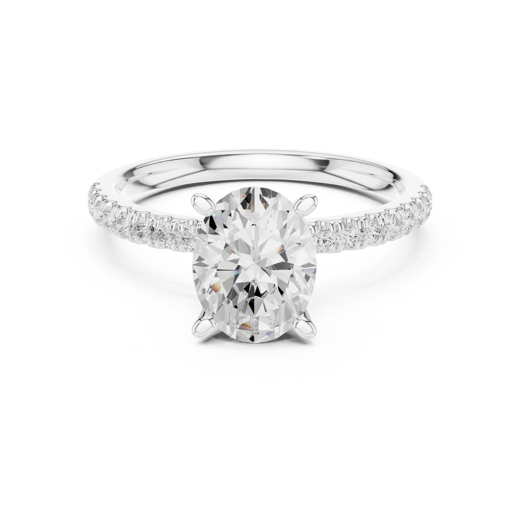 Oval Cut Marquise Accent Diamond Engagement Ring