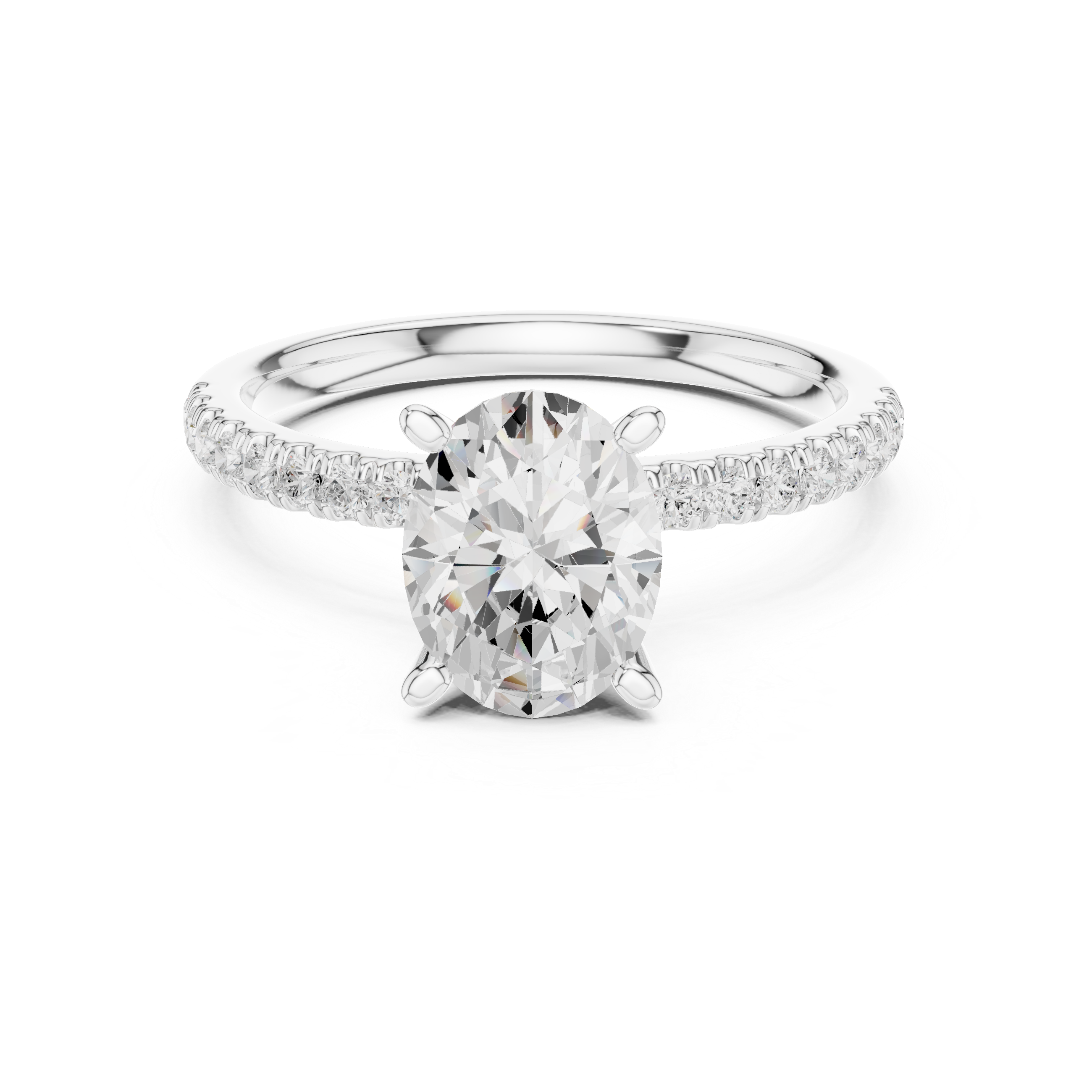 Oval Cut Marquise Accent Diamond Engagement Ring