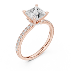 Princess Cut Marquise Accent Diamond Engagement Ring