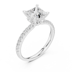 Princess Cut Marquise Accent Diamond Engagement Ring
