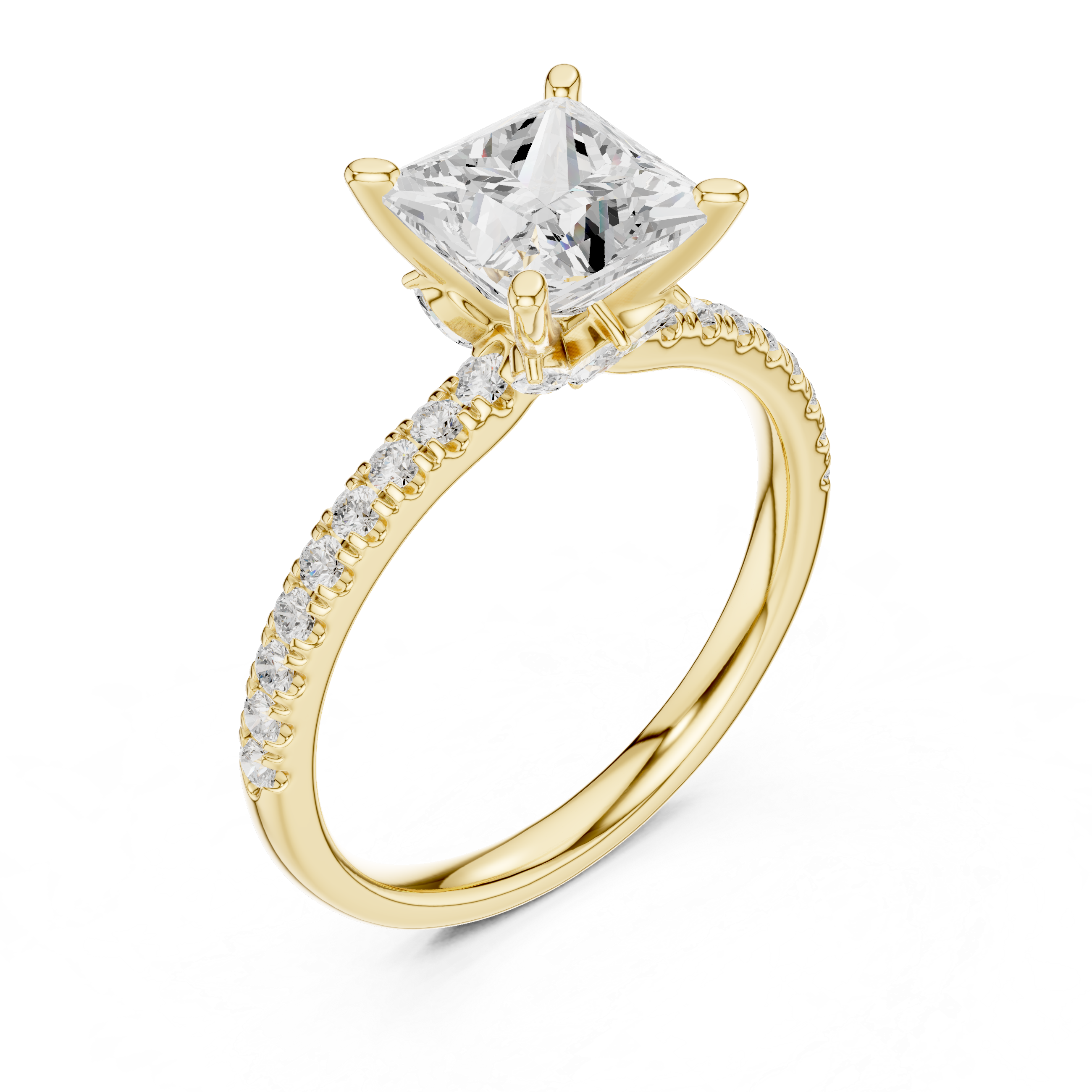 Princess Cut Marquise Accent Diamond Engagement Ring