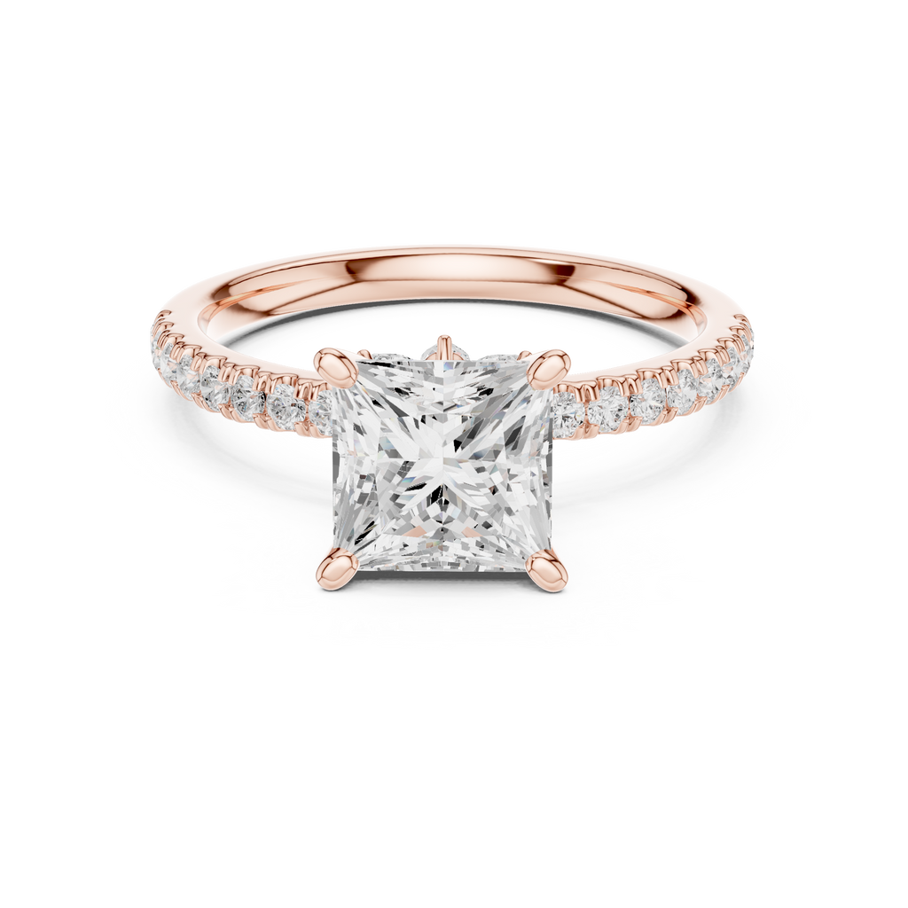 Princess Cut Marquise Accent Diamond Engagement Ring