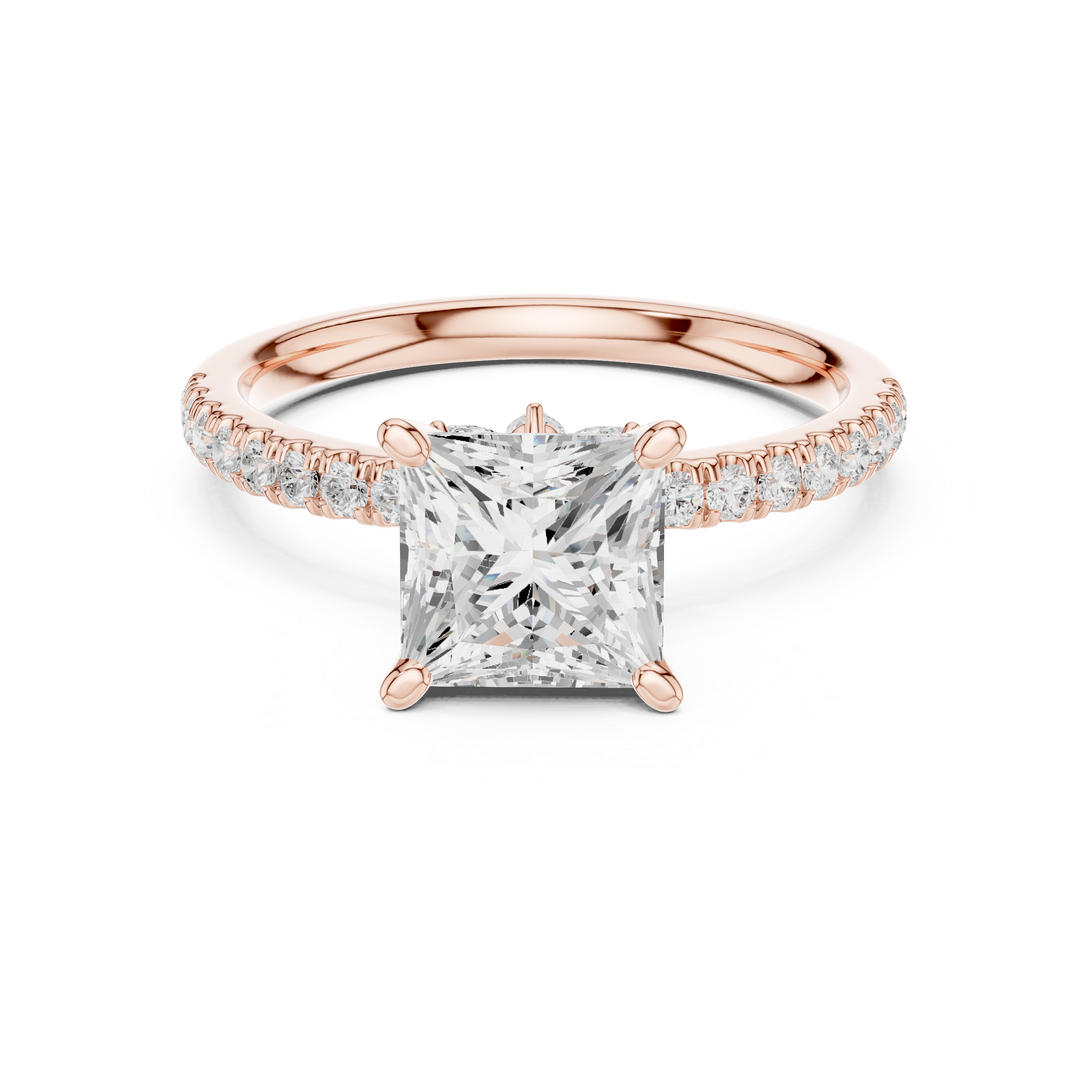 Princess Cut Marquise Accent Diamond Engagement Ring