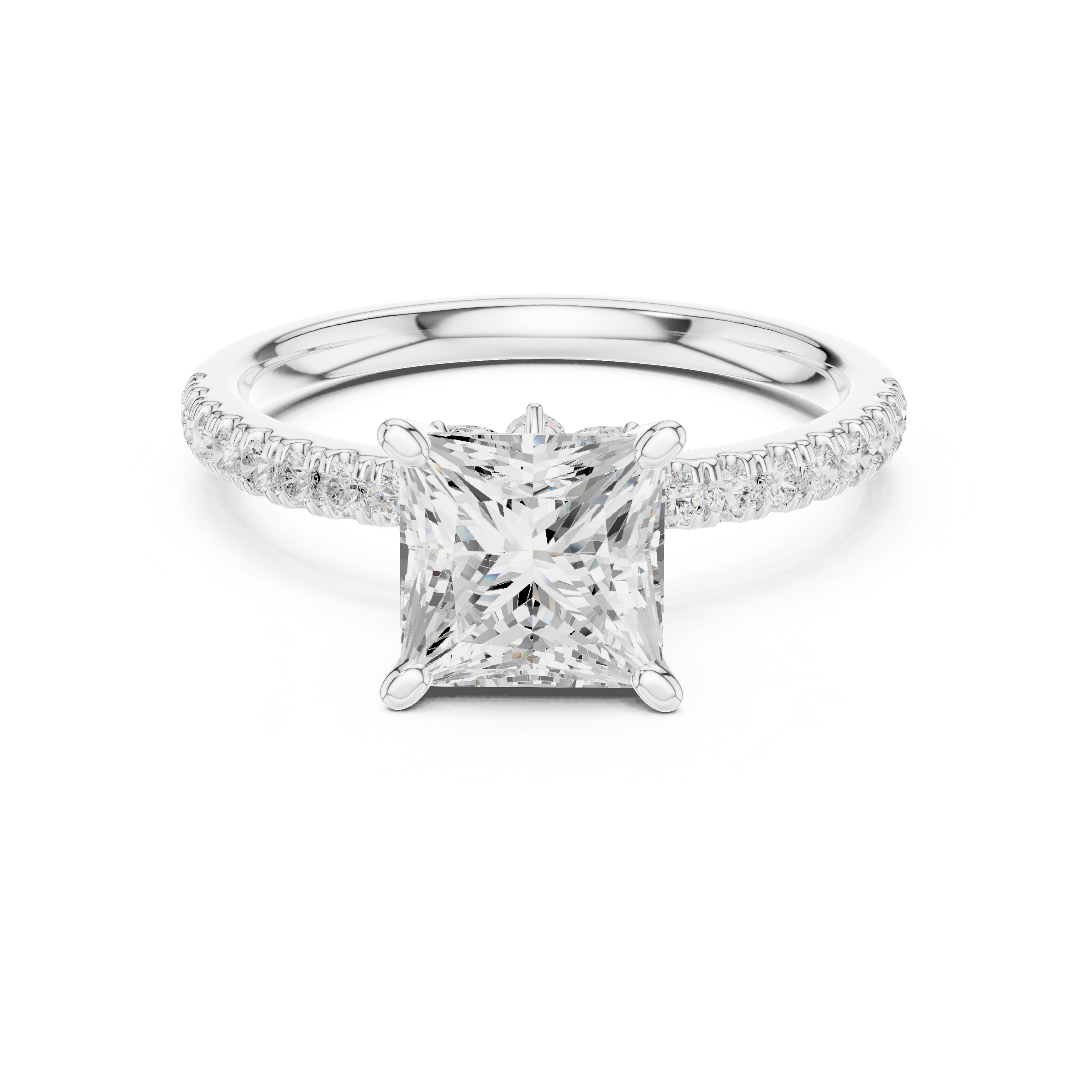 Princess Cut Marquise Accent Diamond Engagement Ring