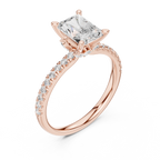 Radiant Cut Marquise Accent Diamond Engagement Ring
