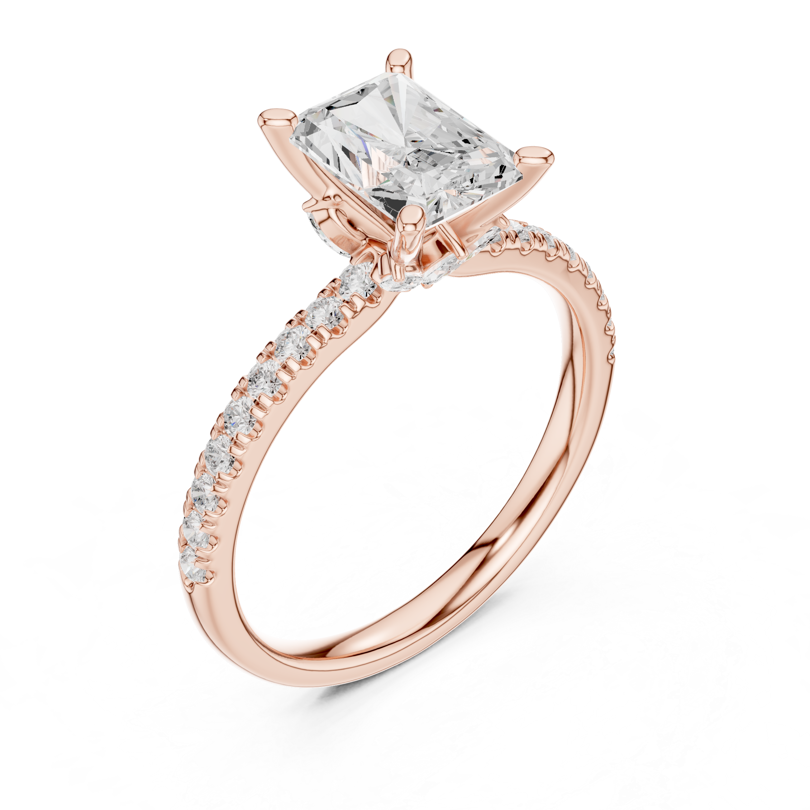 Radiant Cut Marquise Accent Diamond Engagement Ring